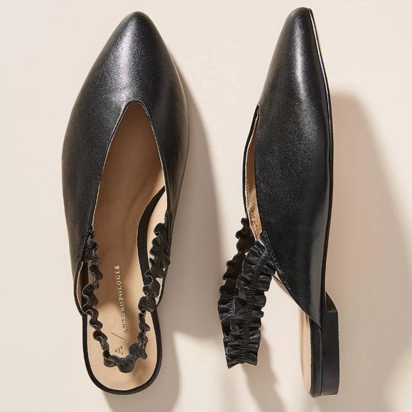 Anthropologie Shoes - Anthropologie Jemma Ruffle Slingback Flat Black